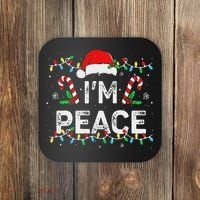 Peace I Come In Peace Couple Matching Ugly Christmas Sweater Coaster thumb 0