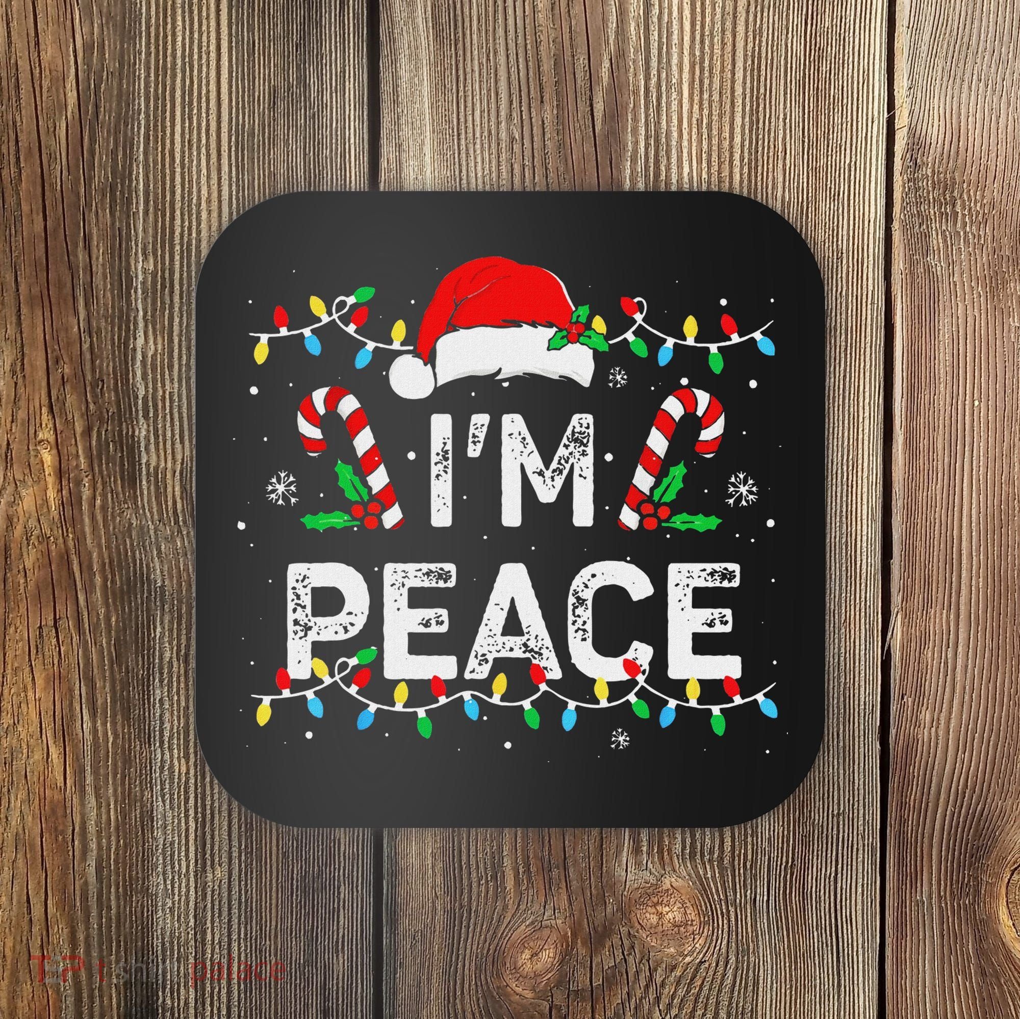 Peace I Come In Peace Couple Matching Ugly Christmas Sweater Coaster