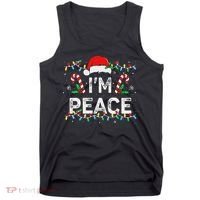 Peace I Come In Peace Couple Matching Ugly Christmas Sweater Tank Top thumb 0