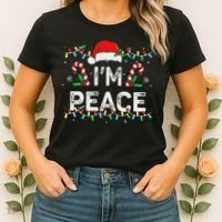 Peace I Come In Peace Couple Matching Ugly Christmas Sweater Women's T-Shirt thumb 2