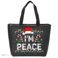 Peace I Come In Peace Couple Matching Ugly Christmas Sweater Tote Bag thumb 0