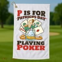P Is For Poker St Patrick's Day Golf Towel thumb 1