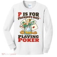 P Is For Poker St Patrick's Day Kids Long Sleeve Shirt thumb 0