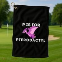 P Is For Pterodactyl Dinosaur Word Play Golf Towel thumb 1