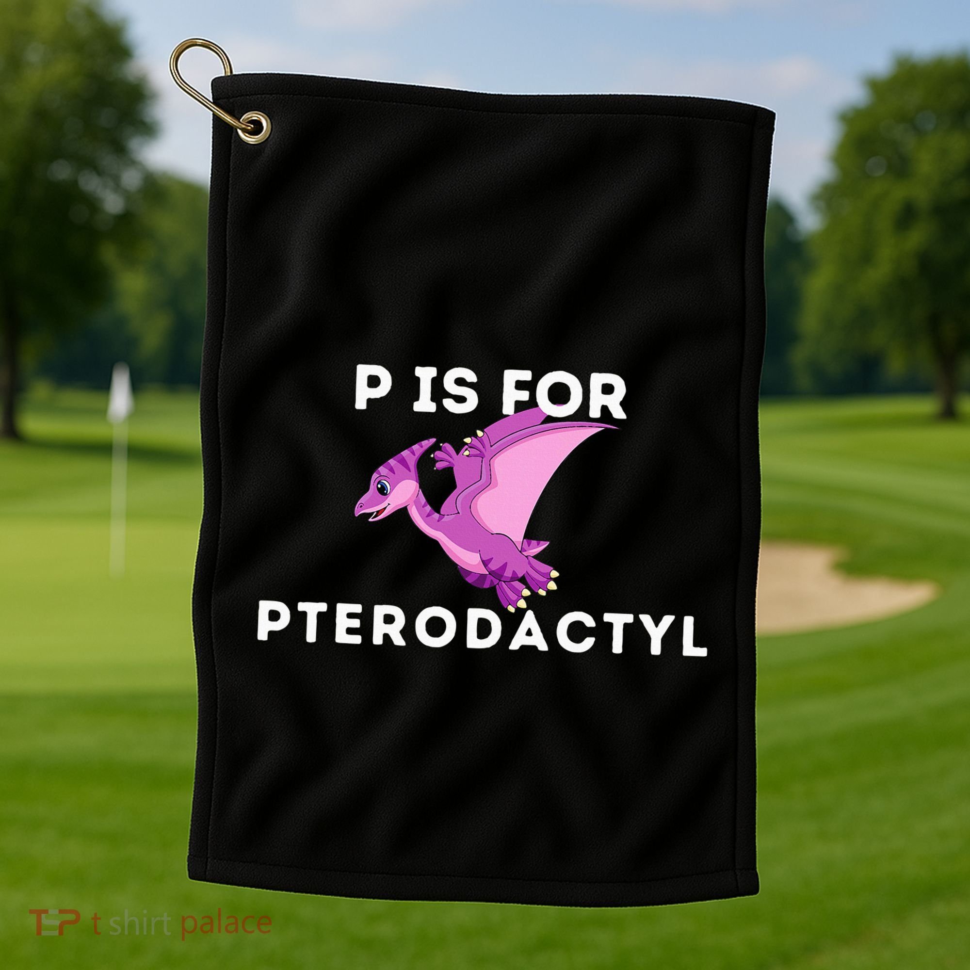 P Is For Pterodactyl Dinosaur Word Play Golf Towel