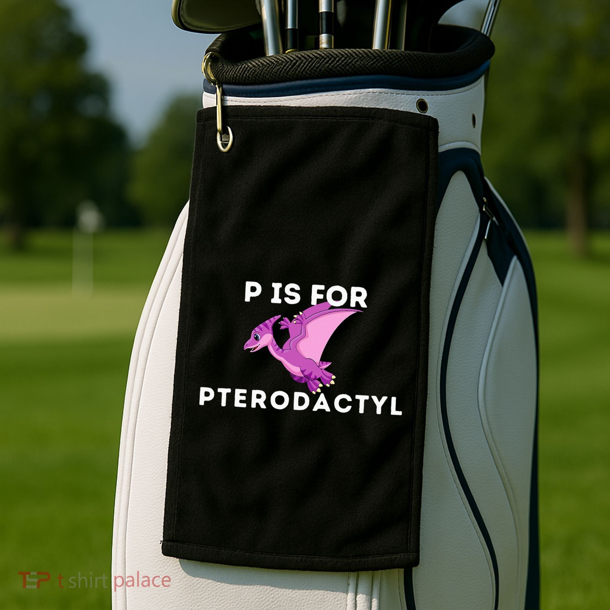 P Is For Pterodactyl Dinosaur Word Play Golf Towel