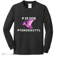 P Is For Pterodactyl Dinosaur Word Play Kids Long Sleeve Shirt thumb 0