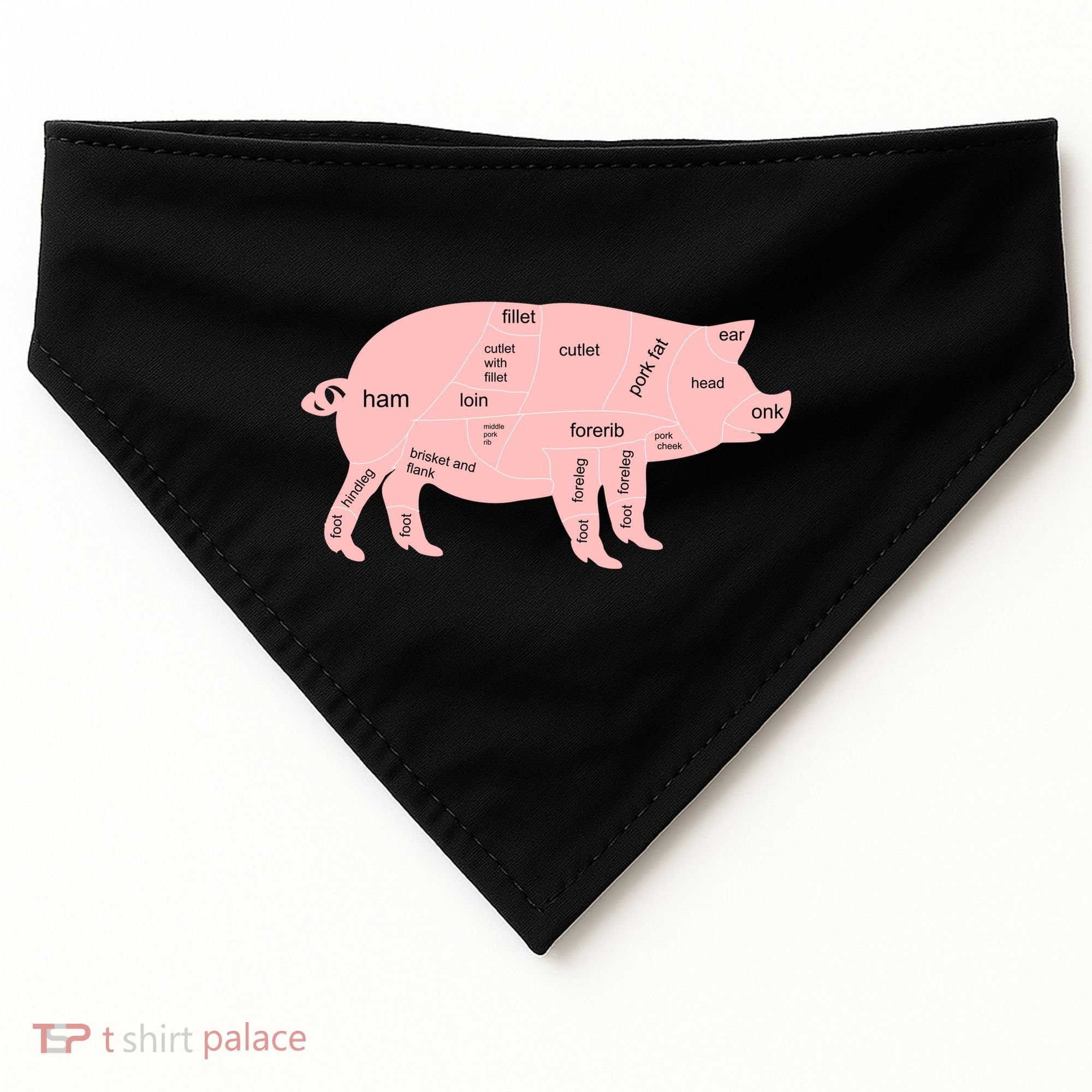 Pig Pork Bacon Chart USA-Made Doggie Bandana