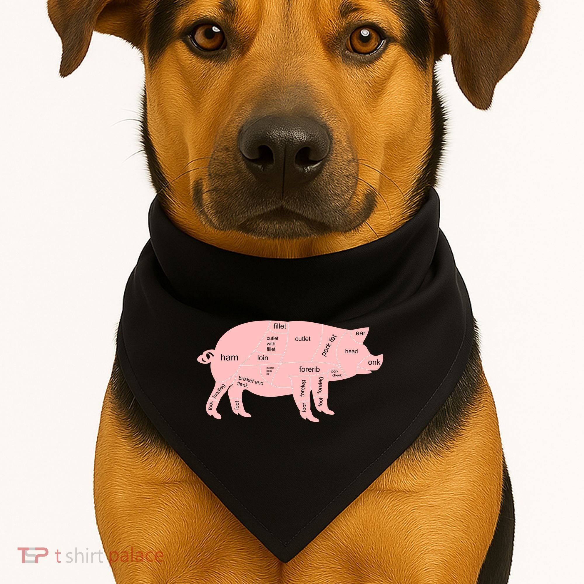 Pig Pork Bacon Chart USA-Made Doggie Bandana