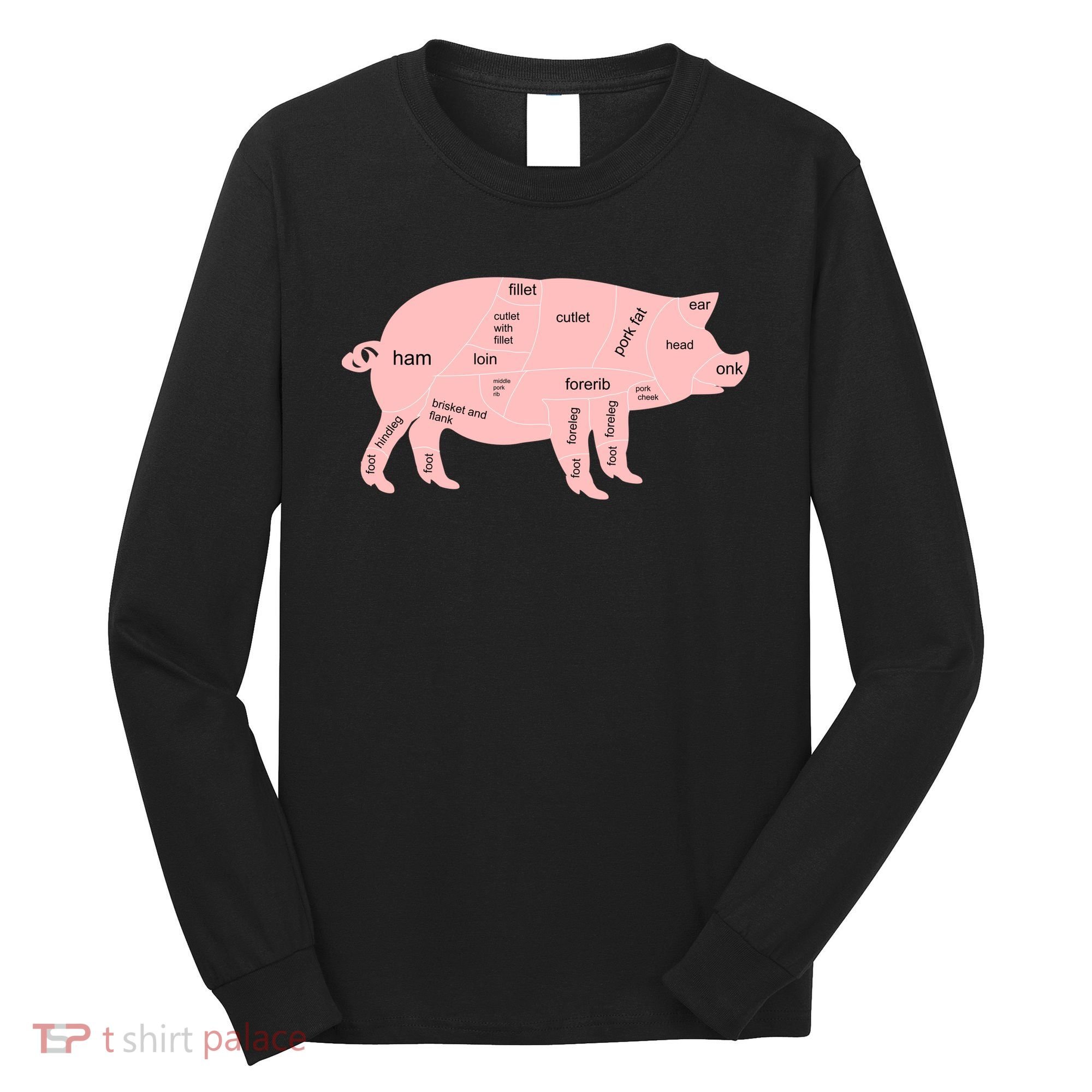 Pig Pork Bacon Chart Long Sleeve Shirt