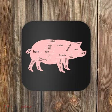 Pig Pork Bacon Chart Coaster