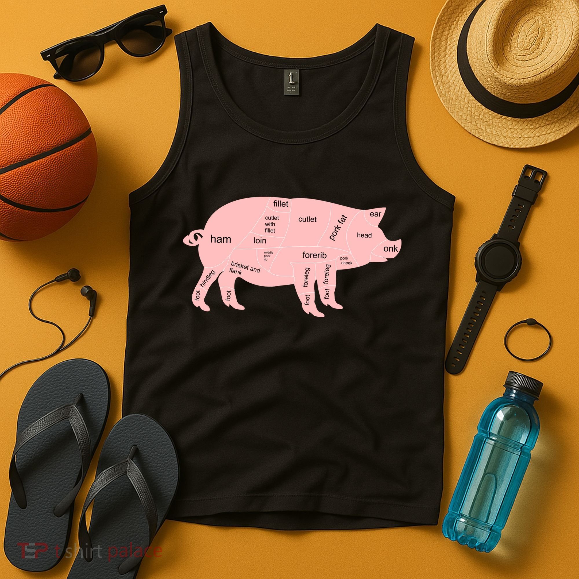 Pig Pork Bacon Chart Tank Top