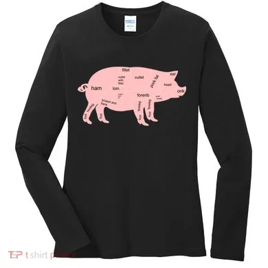 Pig Pork Bacon Chart Women's Long Sleeve Shirt