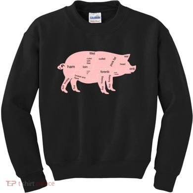 Pig Pork Bacon Chart Kids Sweatshirt