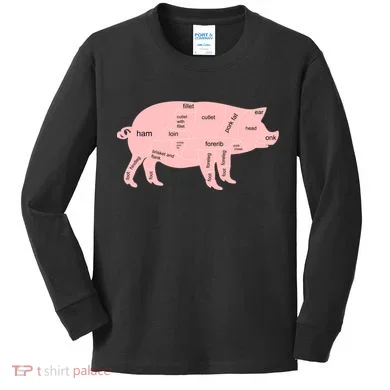 Pig Pork Bacon Chart Kids Long Sleeve Shirt