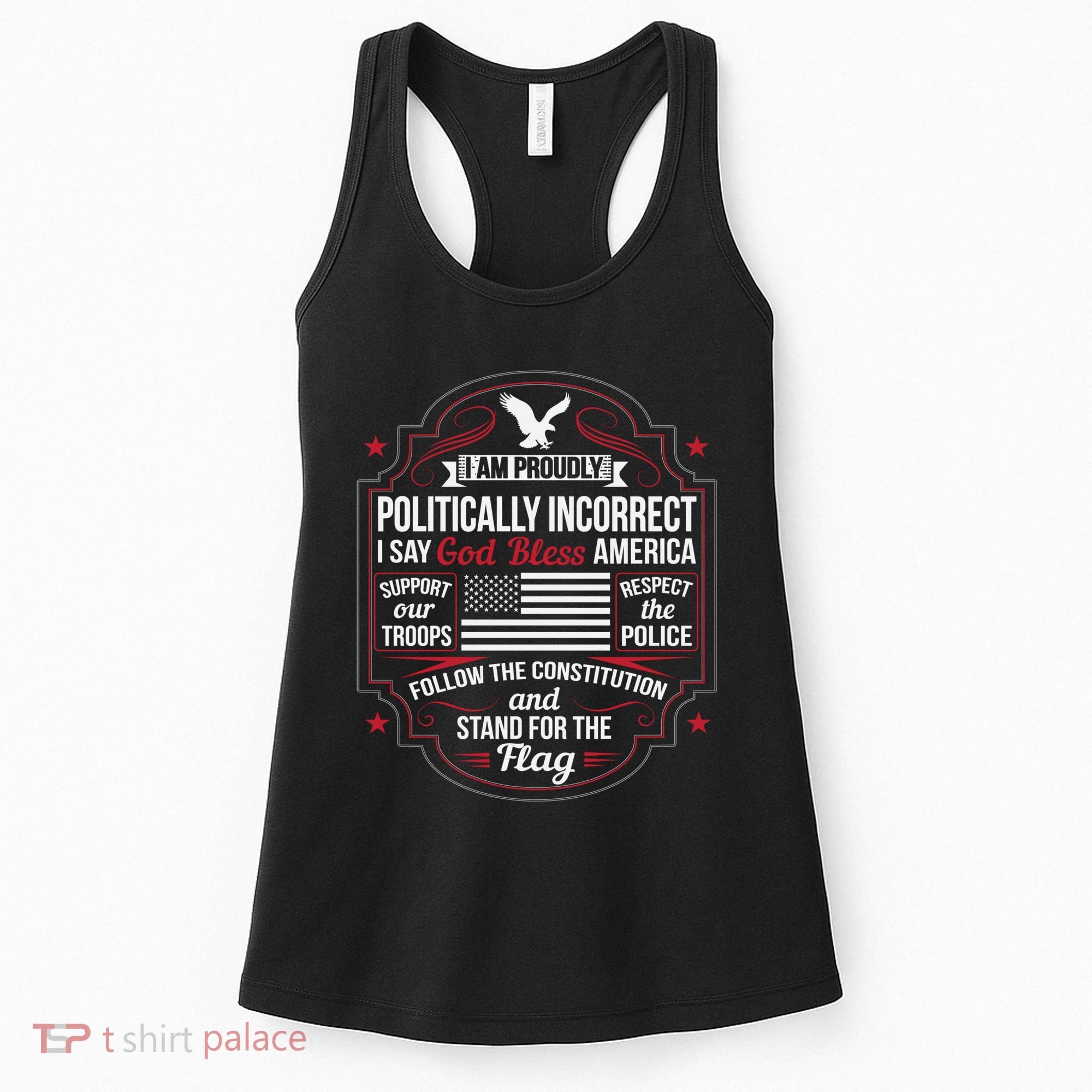 Politically Incorrect God Bless America Conservative Women's Tank Top