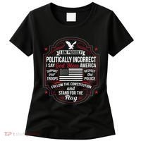 Politically Incorrect God Bless America Conservative Women's T-Shirt thumb 0