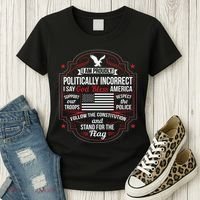 Politically Incorrect God Bless America Conservative Women's T-Shirt thumb 3