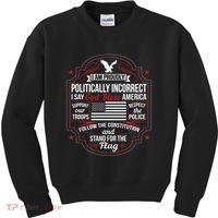Politically Incorrect God Bless America Conservative Kids Sweatshirt thumb 0