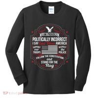 Politically Incorrect God Bless America Conservative Kids Long Sleeve Shirt thumb 0