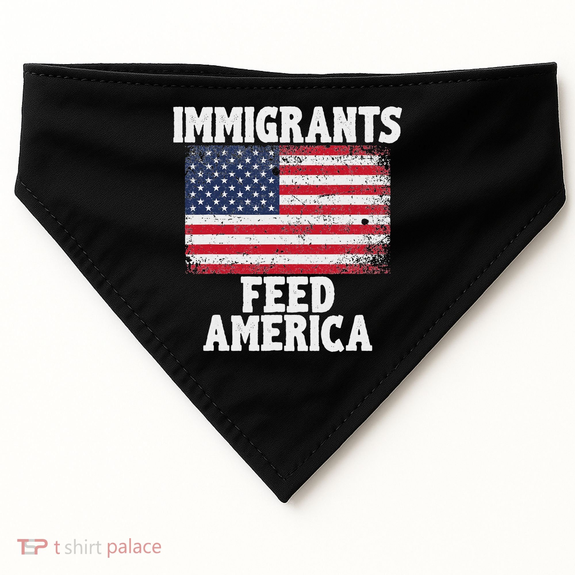 Pro Immigration Gift Immigrants Feed America USA-Made Doggie Bandana