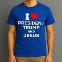Patriotic I Heart Love President Trump And Jesus Usa Maga Gift T-Shirt thumb 3