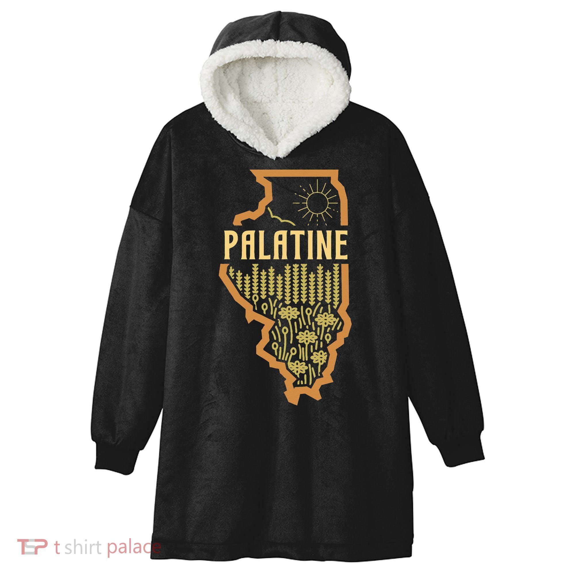 Palatine Illinois (IL) Prairie Landscape Graphic Hooded Wearable Blanket