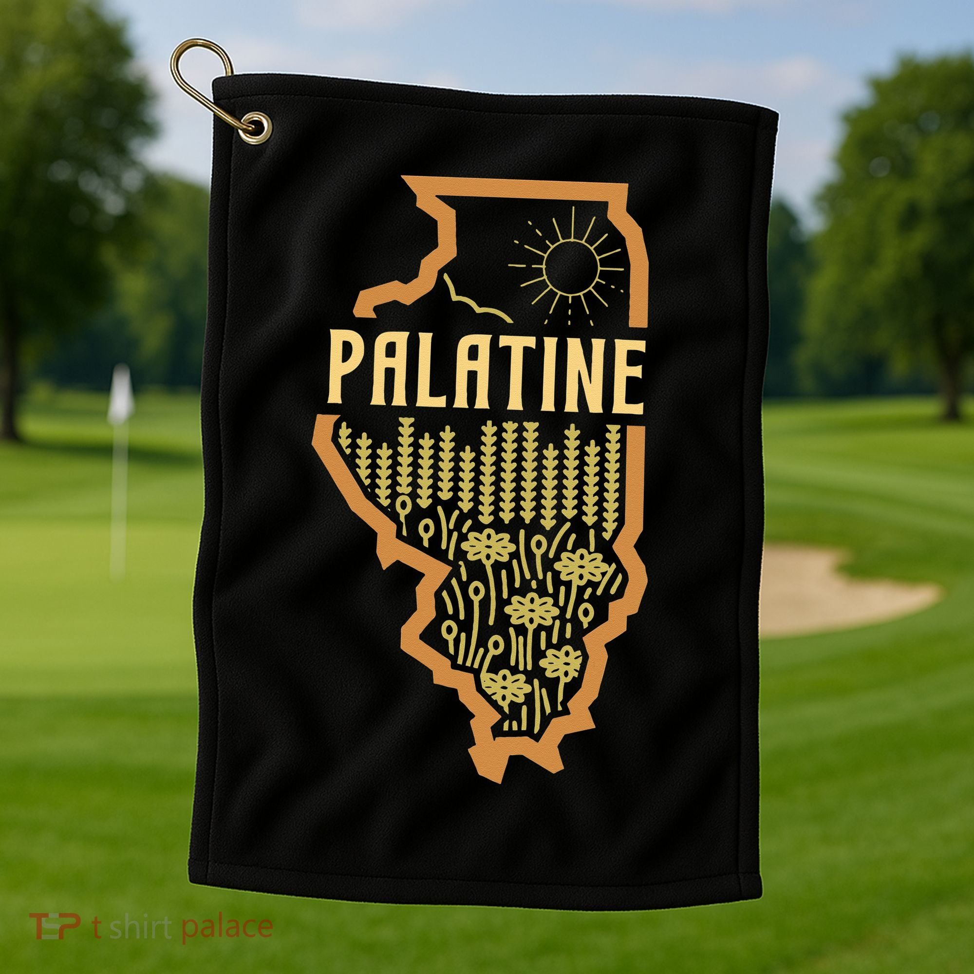 Palatine Illinois (IL) Prairie Landscape Graphic Golf Towel