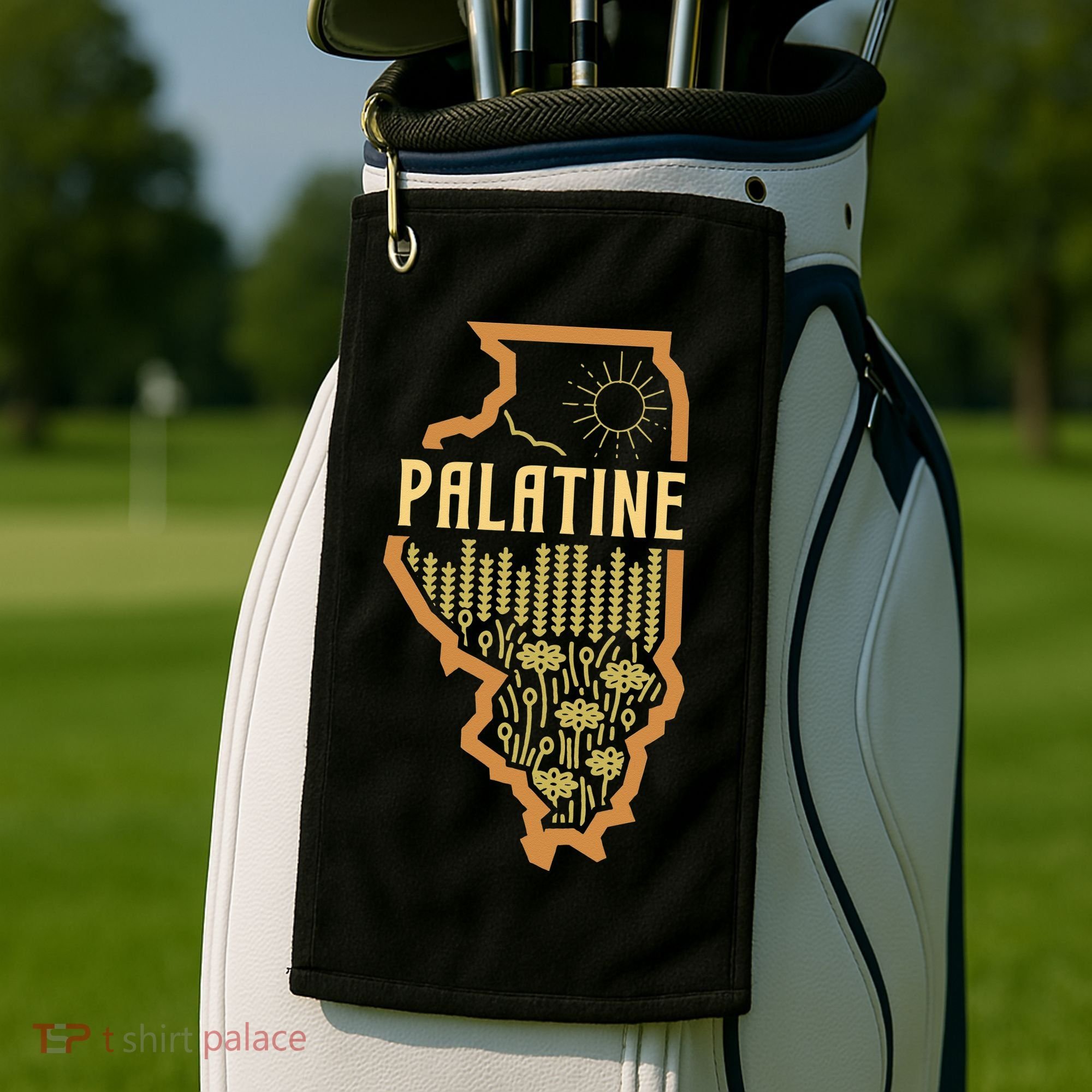 Palatine Illinois (IL) Prairie Landscape Graphic Golf Towel