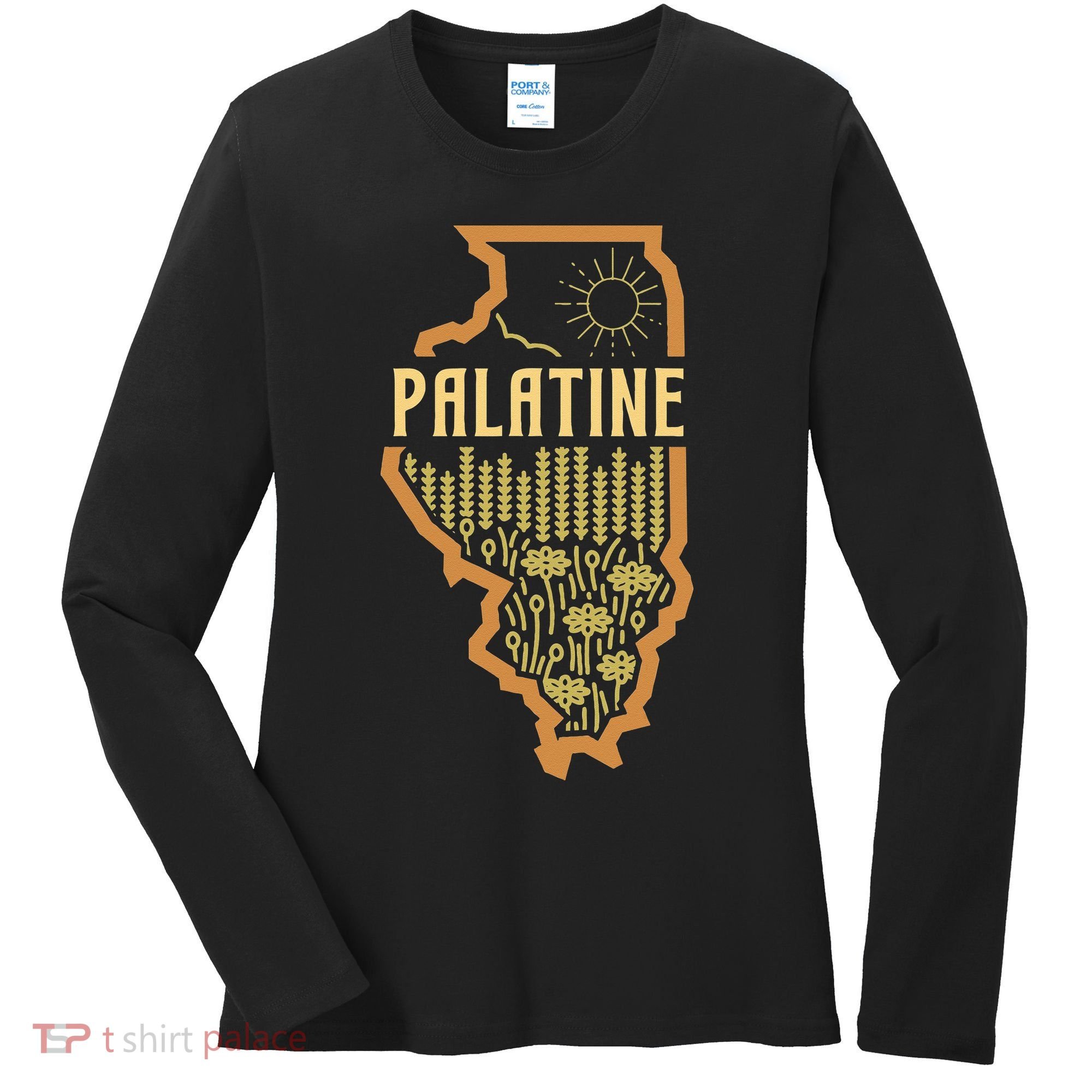 Palatine Illinois (IL) Prairie Landscape Graphic Women's Long Sleeve Shirt