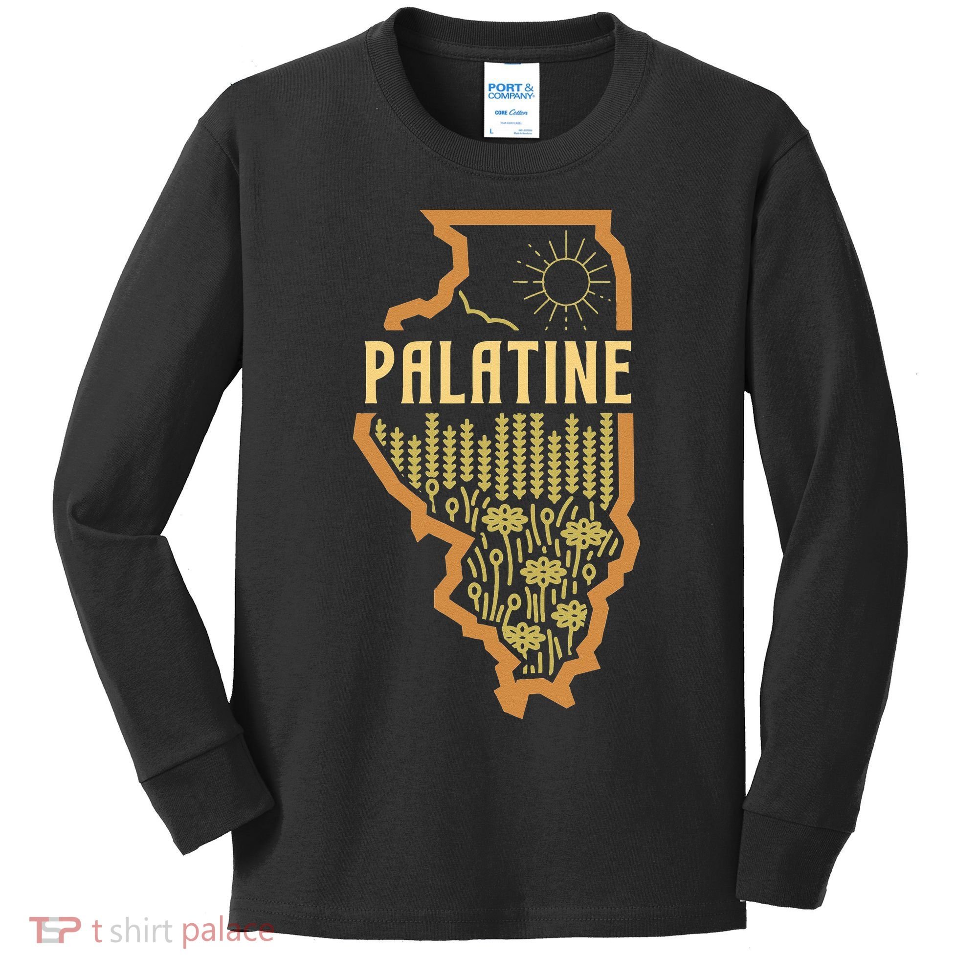 Palatine Illinois (IL) Prairie Landscape Graphic Kids Long Sleeve Shirt