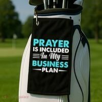 Prayer Is Included In My Business Plan Funny Boss Premium Golf Towel thumb 2