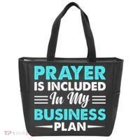 Prayer Is Included In My Business Plan Funny Boss Premium Tote Bag thumb 0