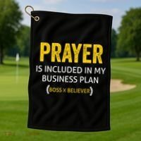 Prayer Is Included In My Business Plan - Funny Awesome Boss Golf Towel thumb 1