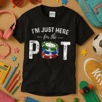 Poker I'm Just Here For The Pot Funny Kids T-Shirt thumb 3