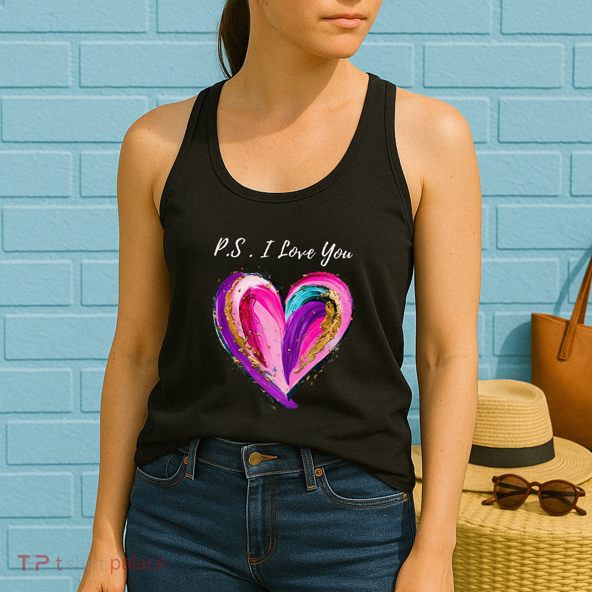 Ps I Love You Day ValentineS Day Purple Heart Women's Tank Top