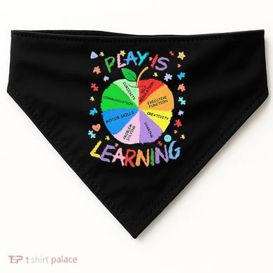 Play Is Learning Special Education Autism Awareness Pride USA-Made Doggie Bandana