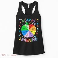 Play Is Learning Special Education Autism Awareness Pride Women's Tank Top thumb 0