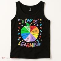 Play Is Learning Special Education Autism Awareness Pride Tank Top thumb 2