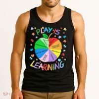 Play Is Learning Special Education Autism Awareness Pride Tank Top thumb 3