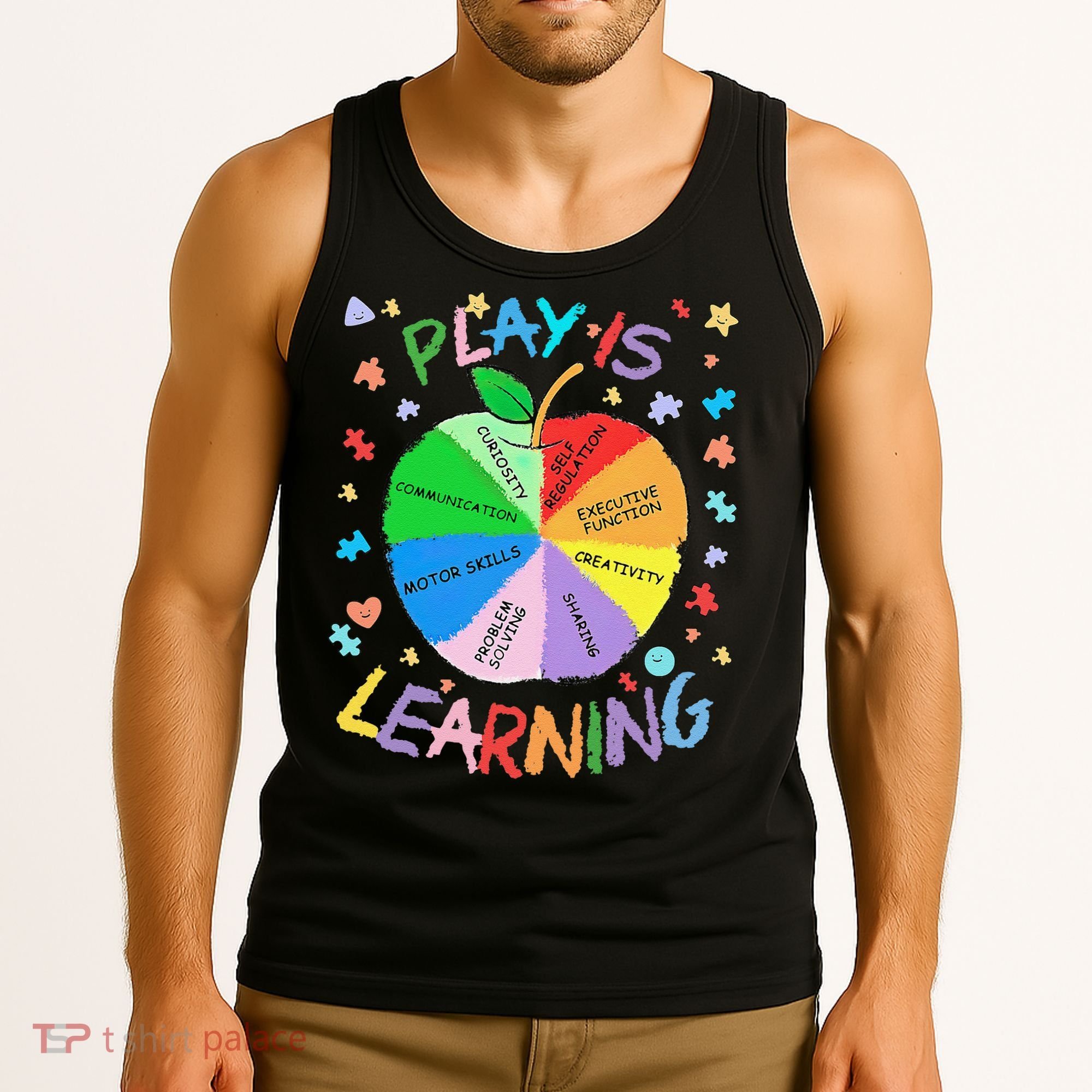 Play Is Learning Special Education Autism Awareness Pride Tank Top