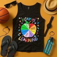 Play Is Learning Special Education Autism Awareness Pride Tank Top thumb 4