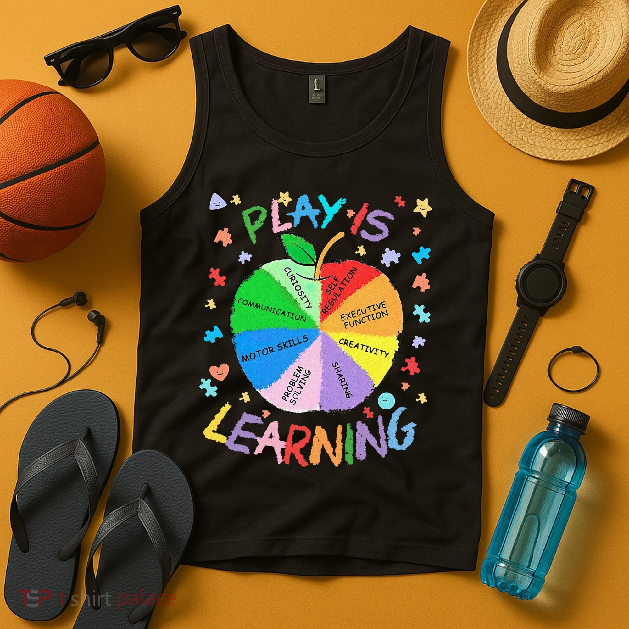 Play Is Learning Special Education Autism Awareness Pride Tank Top