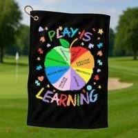 Play Is Learning Special Education Autism Awareness Pride Golf Towel thumb 1
