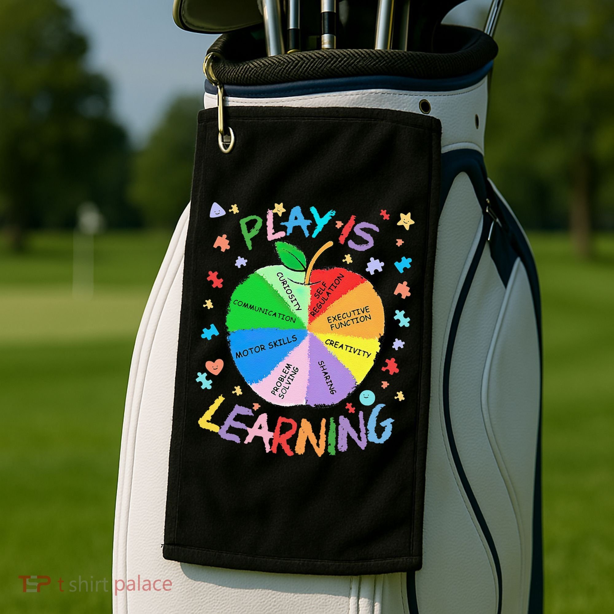 Play Is Learning Special Education Autism Awareness Pride Golf Towel