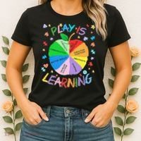 Play Is Learning Special Education Autism Awareness Pride Women's T-Shirt thumb 2