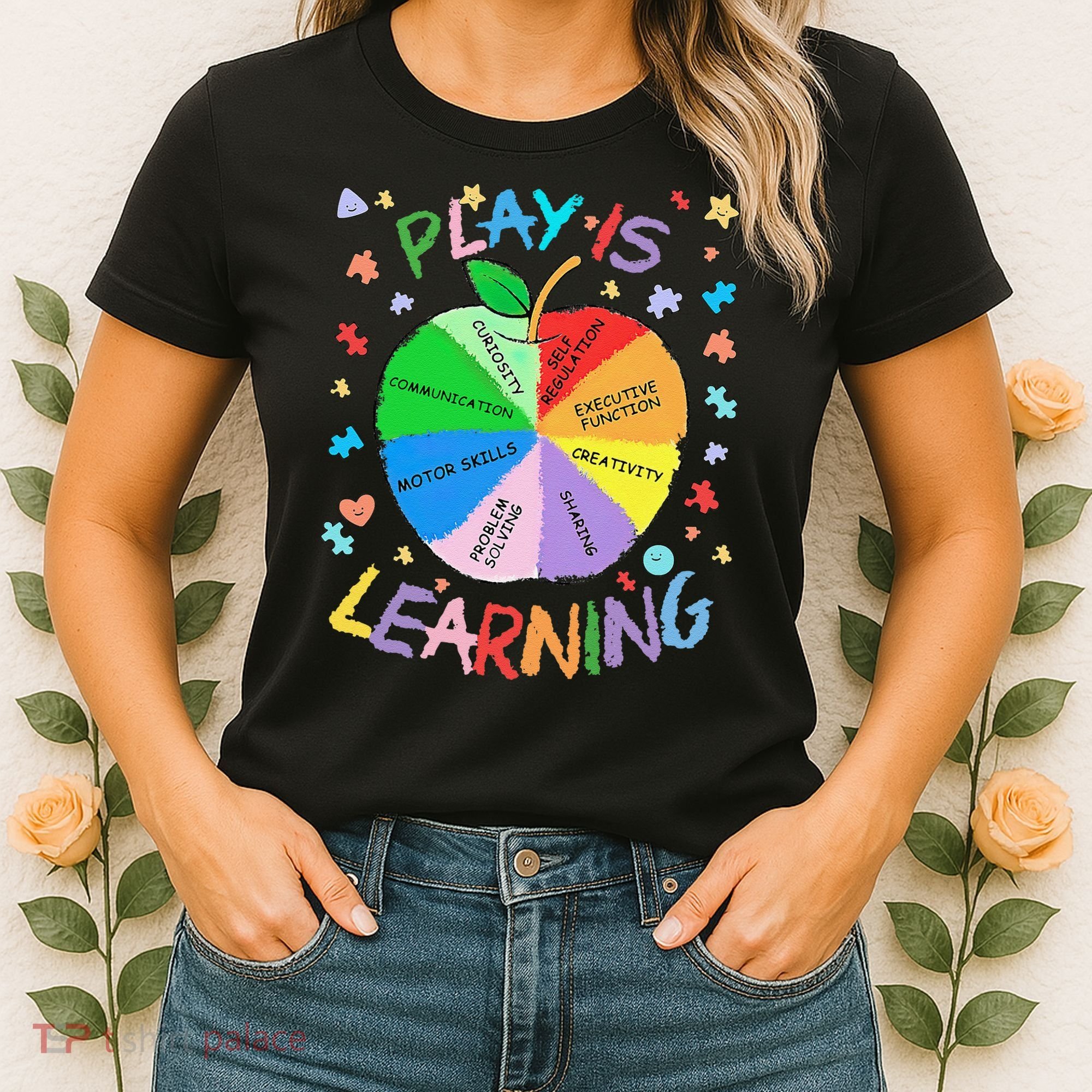 Play Is Learning Special Education Autism Awareness Pride Women's T-Shirt