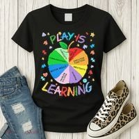 Play Is Learning Special Education Autism Awareness Pride Women's T-Shirt thumb 3