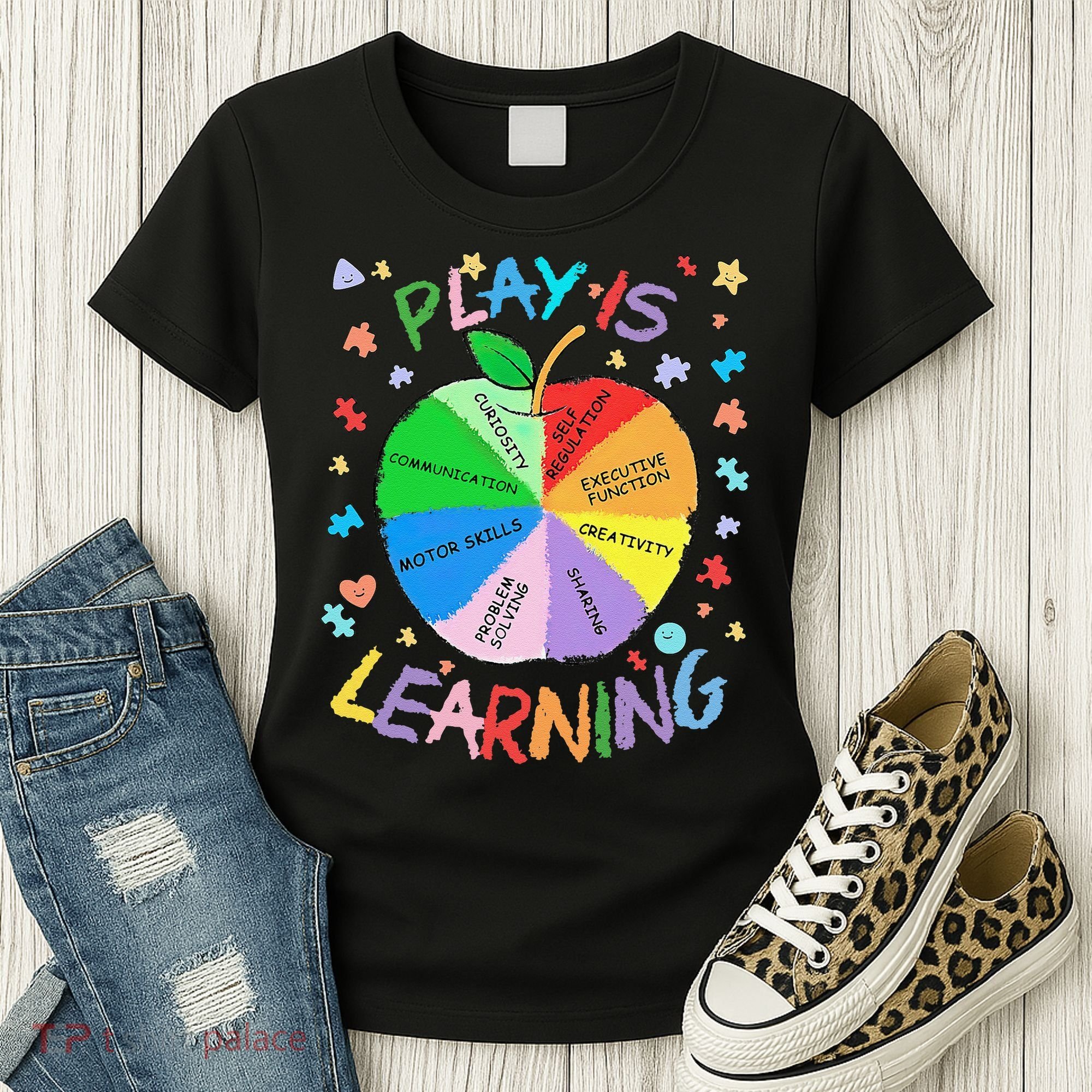 Play Is Learning Special Education Autism Awareness Pride Women's T-Shirt