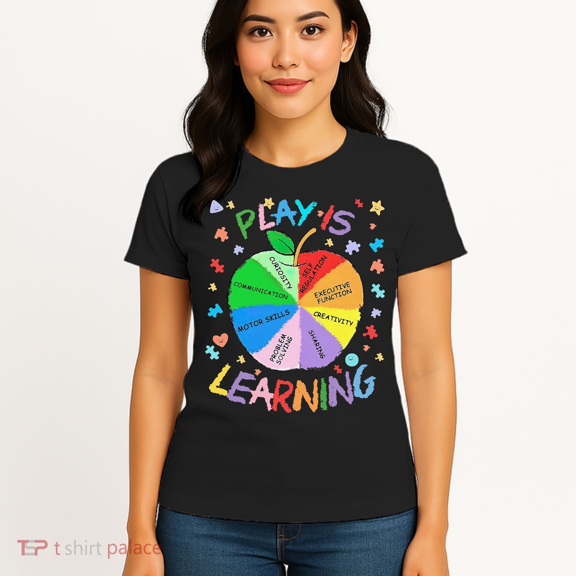Play Is Learning Special Education Autism Awareness Pride Women's T-Shirt